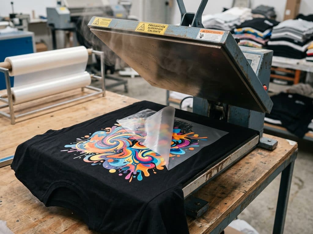 Estampación DTF de un logotipo a color sobre ropa de trabajo en Vilanova de Arousa