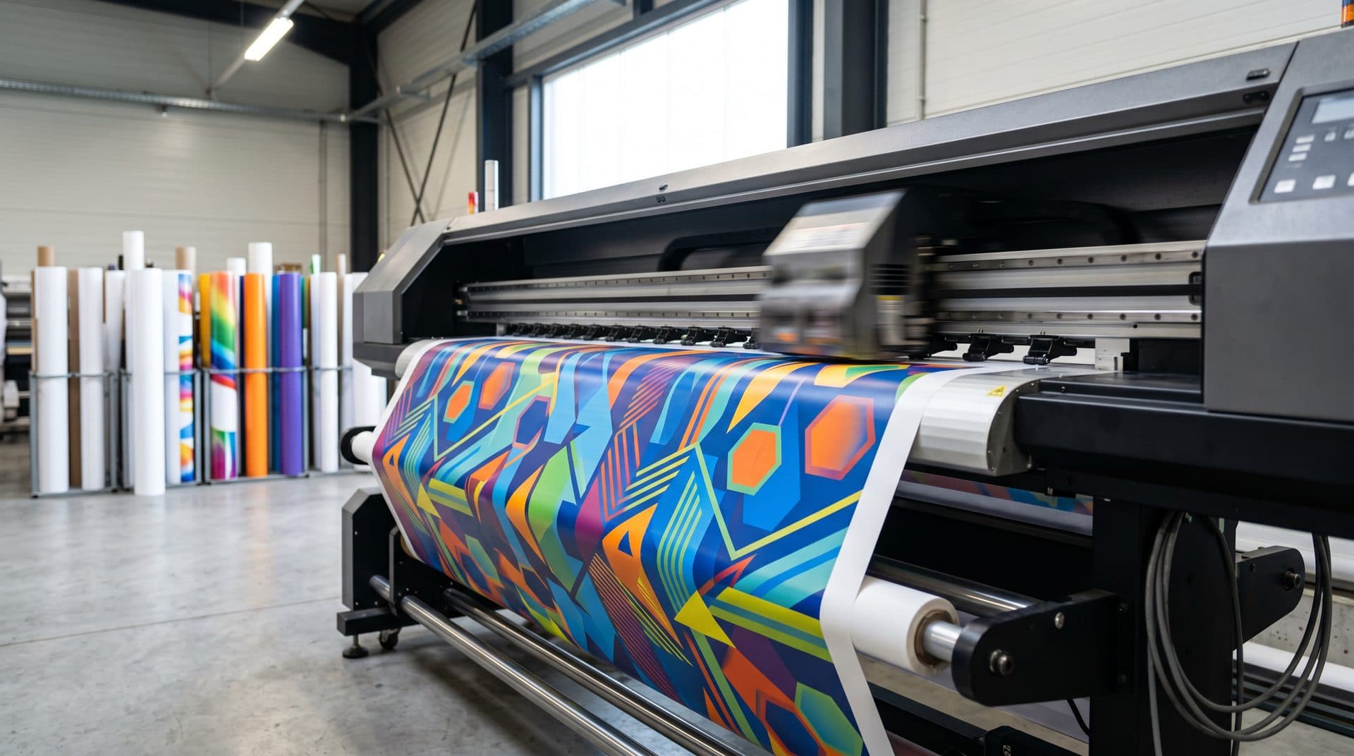 Plotter de impresión de gran formato trabajando en Vilanova de Arousa