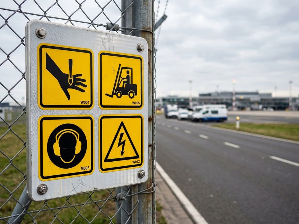 Señalética de seguridad impresa para instalaciones aeroportuarias